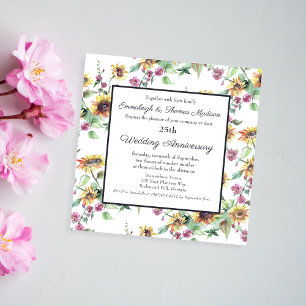 Invitation Fleurs de tournesol élégantes pour mariage et anni