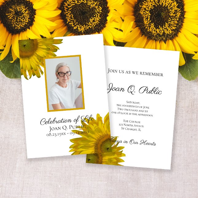 Invitation Fleurs de tournesol jaune Célébration de la vie (Créateur téléchargé)