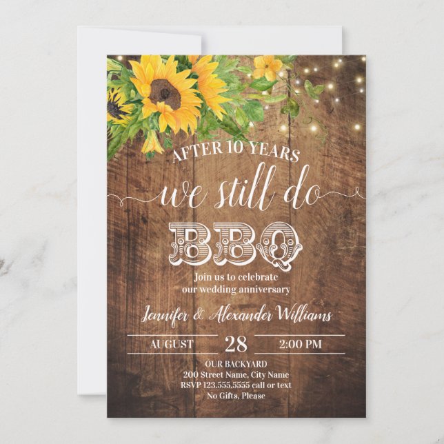 Invitation Fleurs de tournesol pour anniversaire de mariage N (Devant)