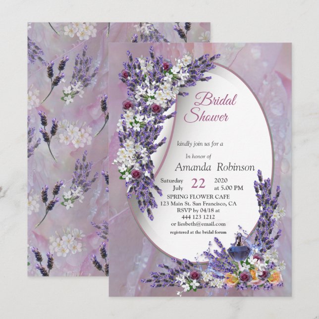 Invitation Fleurs de tubéreuse et de lavande (Devant / Derrière)