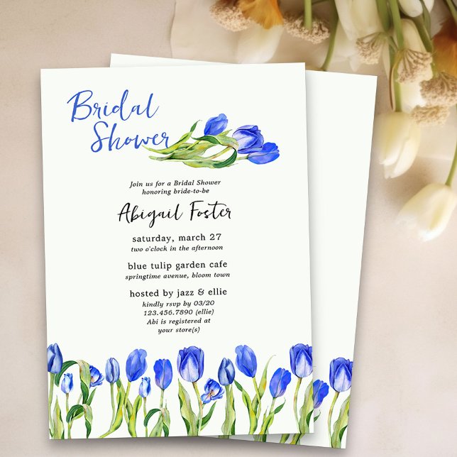 Invitation Fleurs de tulipe printanière Fête des mariées flor (Tulip Bridal Shower Invitation - perfect for spring or easter bridal shower)
