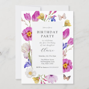 Invitation Fleurs de tulipe rose printemps Anniversaire