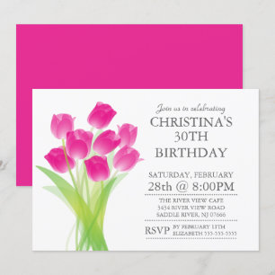 Invitation Fleurs de tulipe typographique moderne fête d'anni
