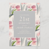 Fleurs de Tulipes Aquarelle Rose Pâle 21e Annivers