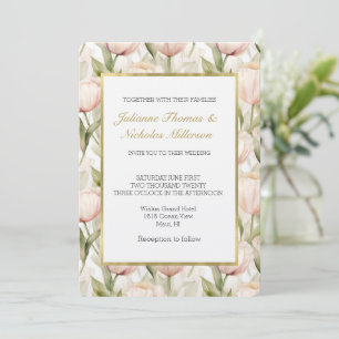 Invitation Fleurs de tulipes roses blush jolies Mariage