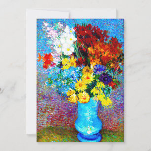 Invitation Fleurs de Van Gogh dans un vase bleu
