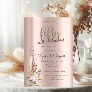 Invitation Fleurs de verre Champagne Rose Gold 50e