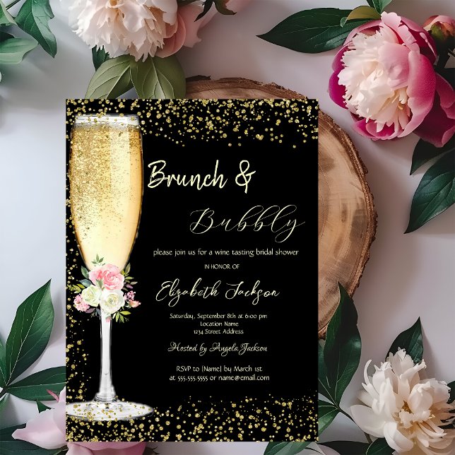 Invitation Fleurs de Verre de Champagne Diamants (Créateur téléchargé)