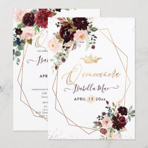 Invitation Fleurs de watercolor de burgundy Blush de Quincean