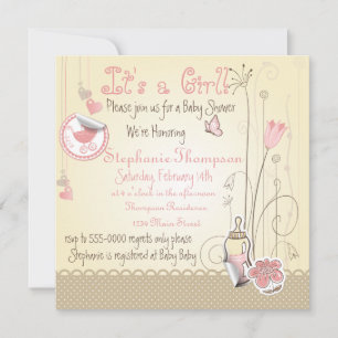 Invitation Fleurs de Whimsical C'est un Baby shower de fille