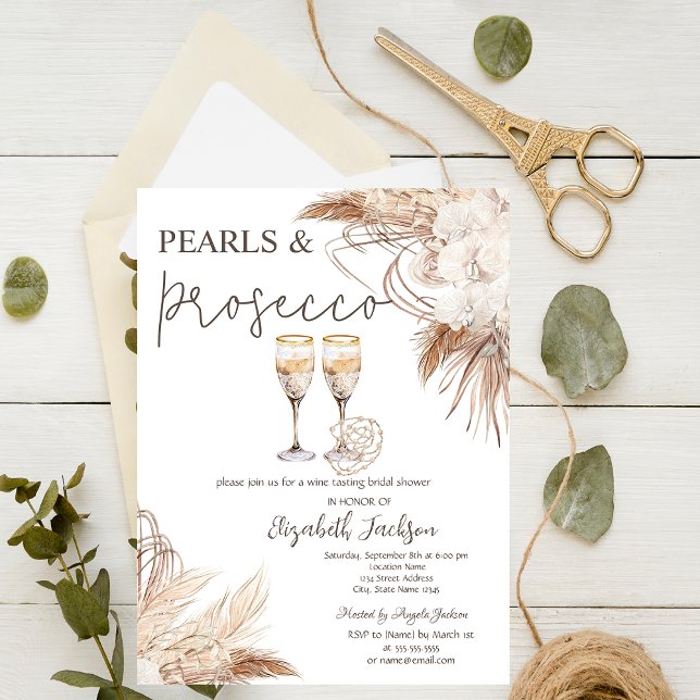 Invitation Fleurs des Pampas Perles Prosecco Enterrement de V (Créateur téléchargé)