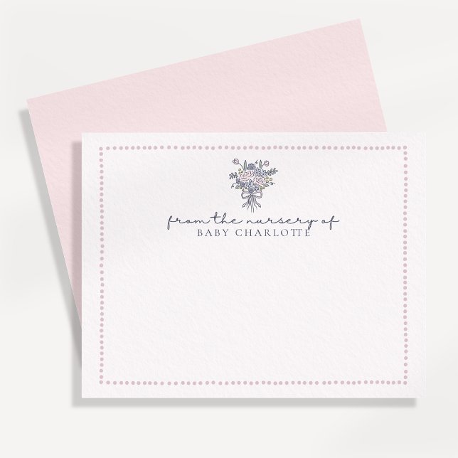 Invitation Fleurs dessinées à la main, cadre pointillé de la  (Créateur téléchargé)