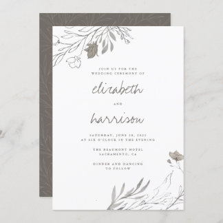 Invitation Fleurs dessinées à la main Mariage d'aquarelle rus