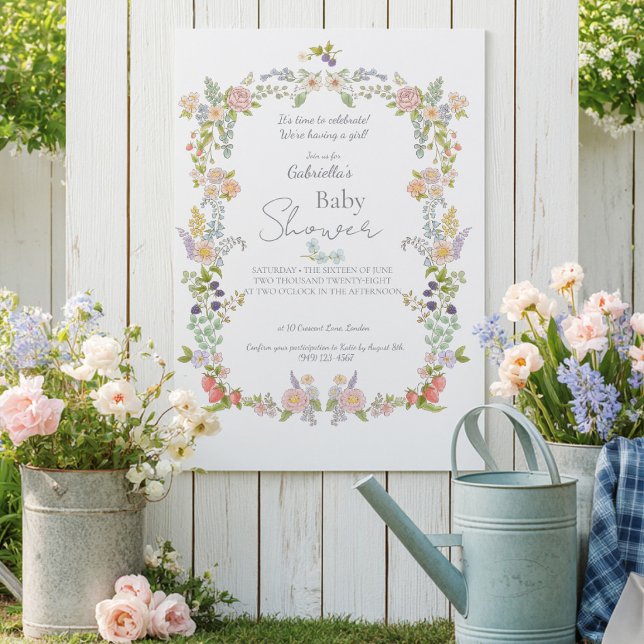 Invitation Fleurs d'été et Baby Shower aux baies (Créateur téléchargé)
