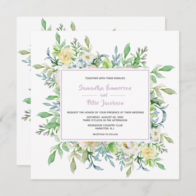 Invitation Fleurs d'été Mariage floral avec RSVP (Devant / Derrière)