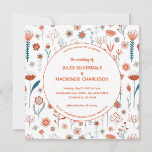 Invitation Fleurs d'été scandinaves Boho Mariage