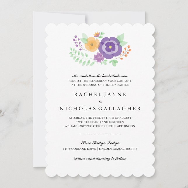 Invitation Fleurs d'été simples | MARIAGE (Devant)