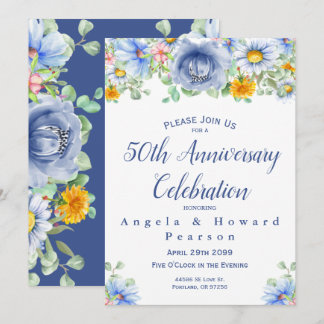 Invitation Fleurs d'eucalyptus aquarelle 50e anniversaire