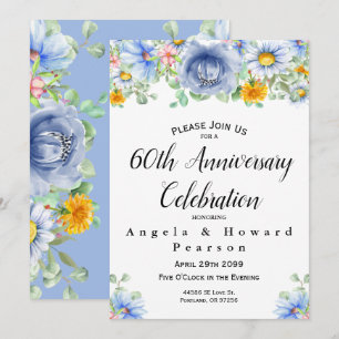Invitation Fleurs d'eucalyptus aquarelle 60e anniversaire