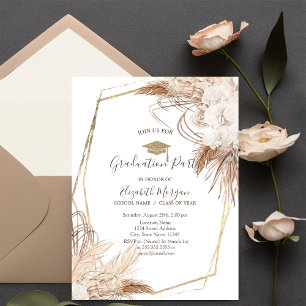 Invitation Fleurs d'herbe des Pampas Casquette de diplômé, Re