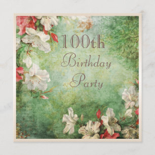 Invitation Fleurs d'hibiscus chic du Shabby fêté du 100e anni