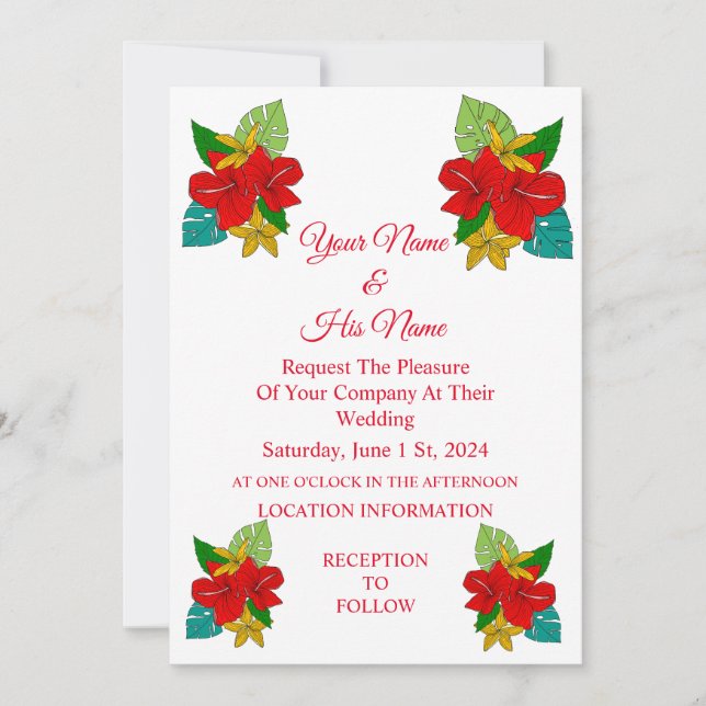 Invitation Fleurs d'Hibiscus Rouge Thunder_Cove  (Devant)