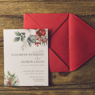 Invitation Fleurs d'hiver de Noël   Mariage de Noël