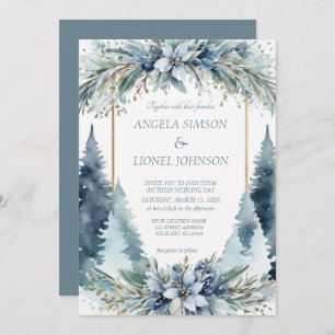 Invitation Fleurs d'hiver délicates Pins Mariage