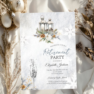 Invitation Fleurs d'hiver Lantern Champagne Retraite