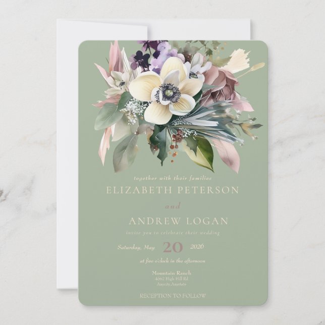Invitation Fleurs d'hiver | Mariage de vacances (Devant)