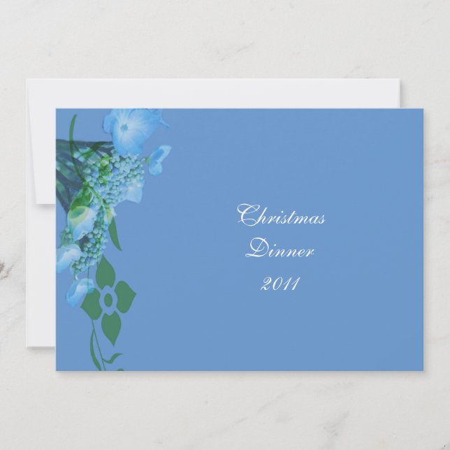 Invitation fleurs d'hydrangea bleues pour soirée (Devant)