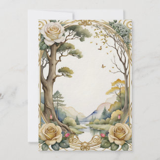 Invitation Fleurs d'imaginaire mariage et arbre