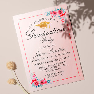 Invitation Fleurs d'invitation de la fête de graduation moder