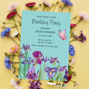 Invitation Fleurs d'Iris fête d'anniversaire