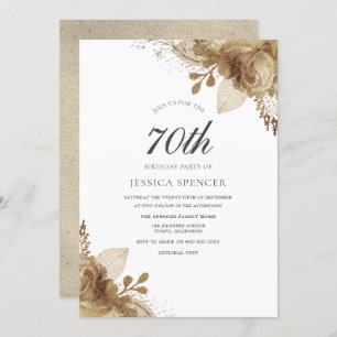 Invitation Fleurs d'or Femmes Hommes 70e anniversaire Invitat