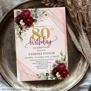 Invitation Fleurs d'or rousses rousses rustiques 80e annivers