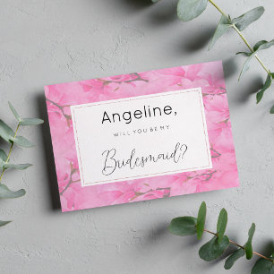 Invitation Fleurs d'orchidée rose vert aquarelle Demoiselle d