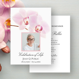 Invitation Fleurs d'orchidées roses sur fond blanc pour la cé