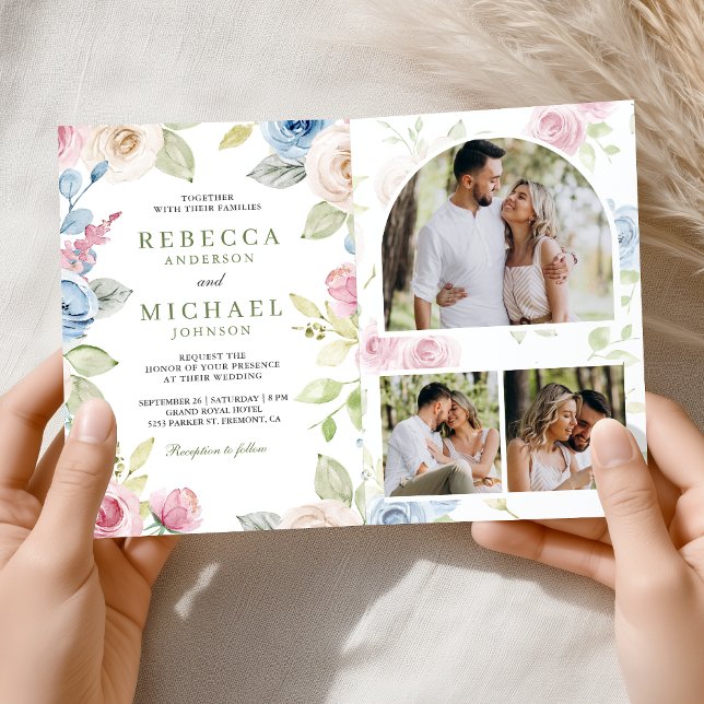 Invitation Fleurs Douces de Printemps Code QR Mariage Tout en (Créateur téléchargé)