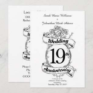 Invitation Fleurs du 19e anniversaire du Mariage