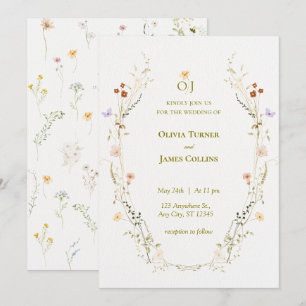 Invitation Fleurs du jardin Mariage botanique