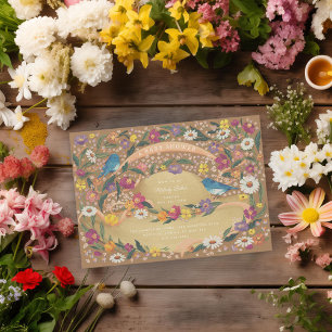 Invitation Fleurs du jardin printanier Baby shower Brown Casq