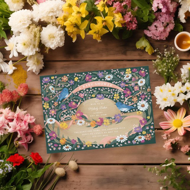 Invitation Fleurs du jardin printanier Baby shower Casquette  (Créateur téléchargé)