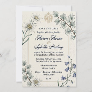 Invitation Fleurs Edelweiss, aiguilles de pin, jacinthes, Imp