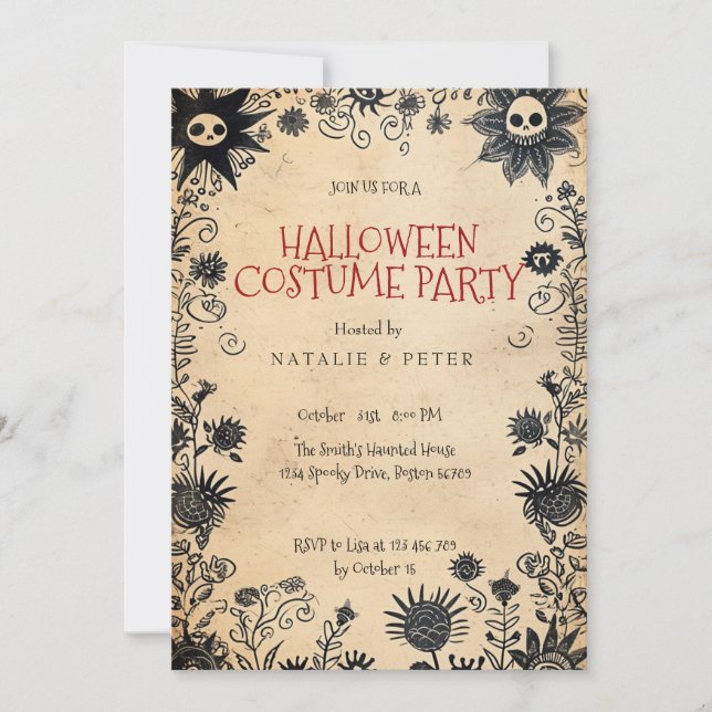 Invitation Fleurs éffrayantes enfants Fête d'Halloween (Devant)