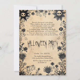 Invitation Fleurs éffrayantes Et Poème Halloween Party