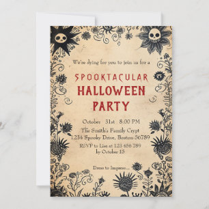 Invitation Fleurs éffrayantes fête Éffrayante d'Halloween