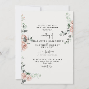 Invitation Fleurs élégantes dans la crème printanière