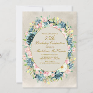 Invitation Fleurs élégantes de couleur rose et crème pour un