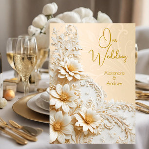 Invitation Fleurs élégantes de mariage floral pêche crème bla